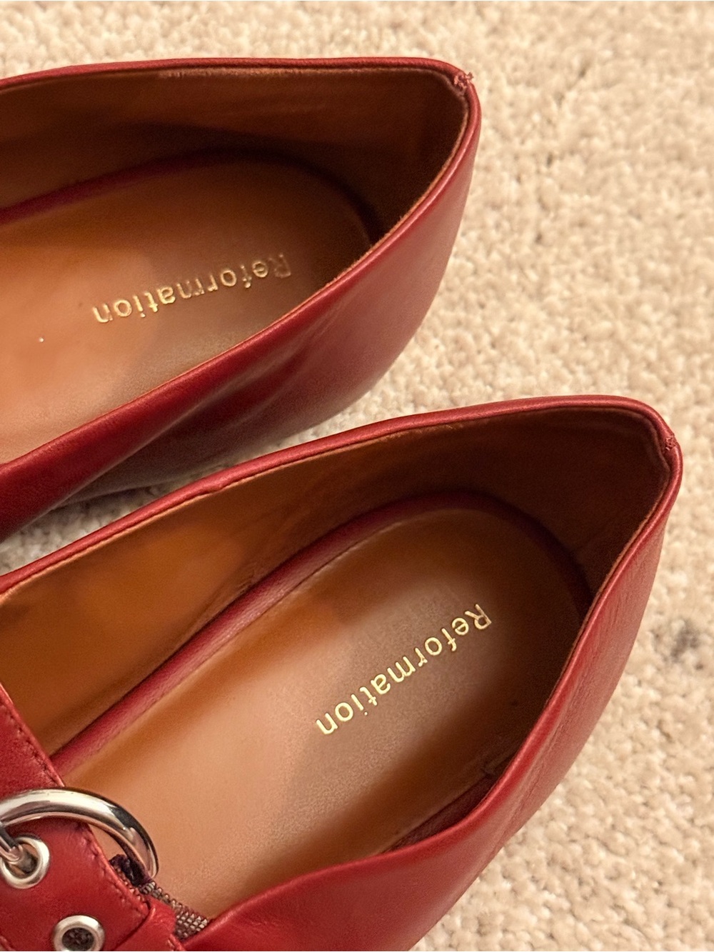 Reformation Bethany Mary Jane Ballet Flat
Size 9, BRICK RED LEATHER - Picture 5 of 6